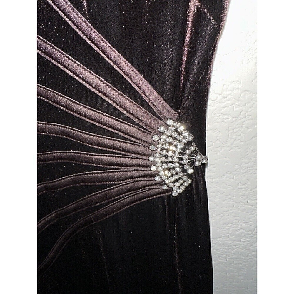 Tadashi Collection Dress Size Small Womens Long Sleeve Purple Velour Jewel Maxi - Picture 4 of 6